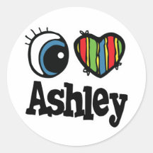 I corazón (amor) Ashley Etiquetas Redondas
