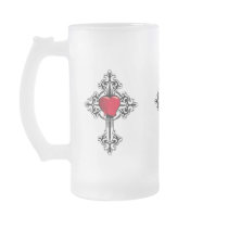 I Cross My Heart!  Frosted Glass Stein Mugs