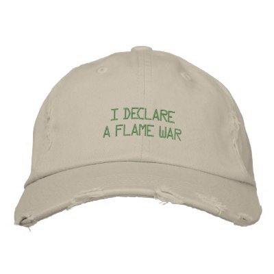 I DECLARE A FLAME WAR BASEBALL CAP by geekprideuk