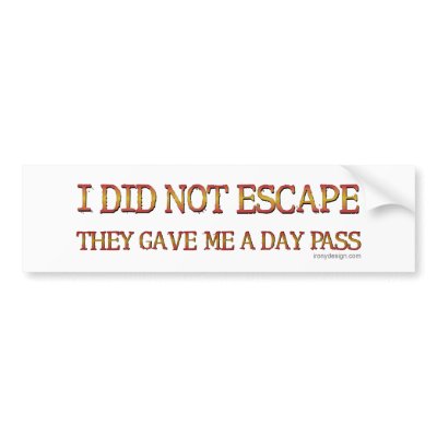 I Did Not Escape Bumpersticker Bumper Sticker by ironydesign