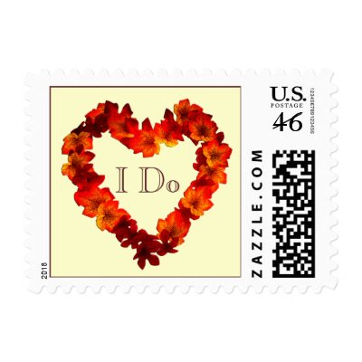 I Do Autumn Heart Wedding Postage Stamp