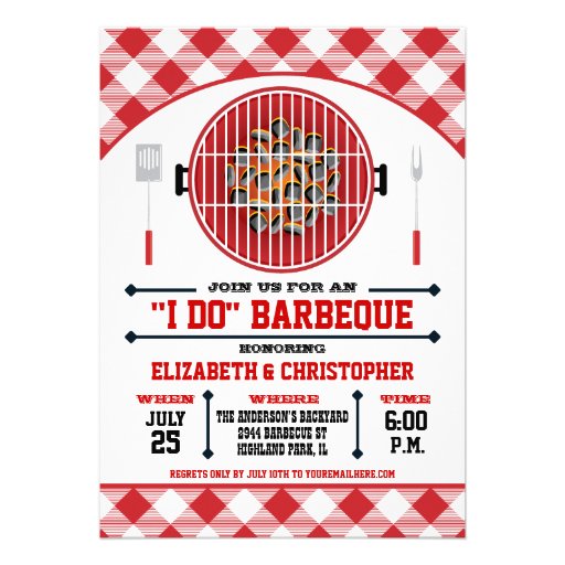"I Do" Barbecue Grill Invitation Red