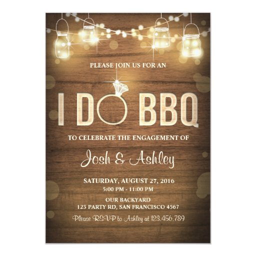 i do bbq engagement party couples shower rustic card zazzle invitation postcard