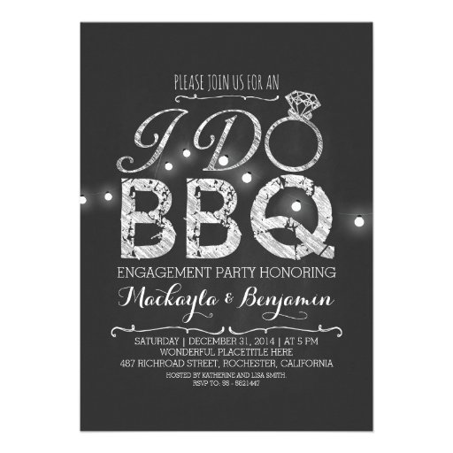 I do BBQ engagement party invitation (front side)