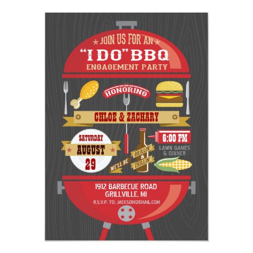 I Do Barbecue Engagement Party Invitations
