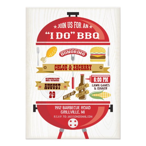 " I DO " BBQ Party Invitation 5" X 7" Invitation Card | Zazzle