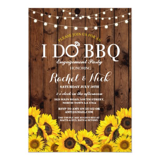 I DO BBQ Sunflower Couples Shower Rustic Invite | Zazzle