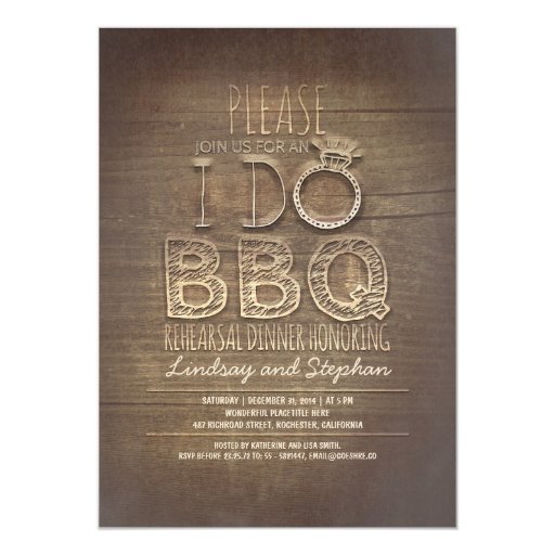 I Do Bbq Wooden Rehearsal Dinner Invitation Zazzle