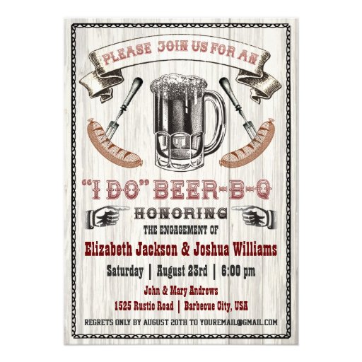 I DO Beer-B-Q Engagement Party Invite (front side)
