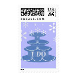 I DO BLUE WEDDING CAKE POSTAGE STAMPS