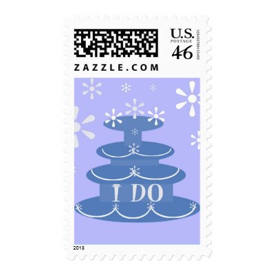 I DO BLUE WEDDING CAKE POSTAGE STAMPS by WEDDINGCAKES