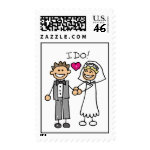cute bride and groom I Do postage stamps