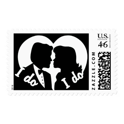 I Do Silhouette Couple BLACK & WHITE postage stamps