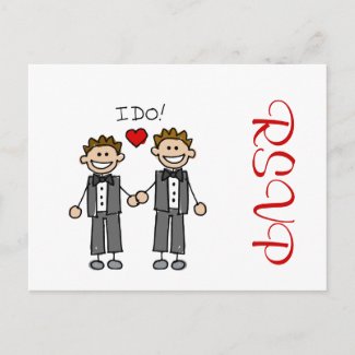 I Do Two grooms postcard