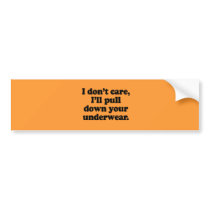 I dont' care I'll pull down your underwear Bumper Stickers