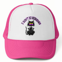 "I Don't Do Mornings" Cat Gifts hats