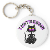 "I Don't Do Mornings" Cat Gifts Key Chains