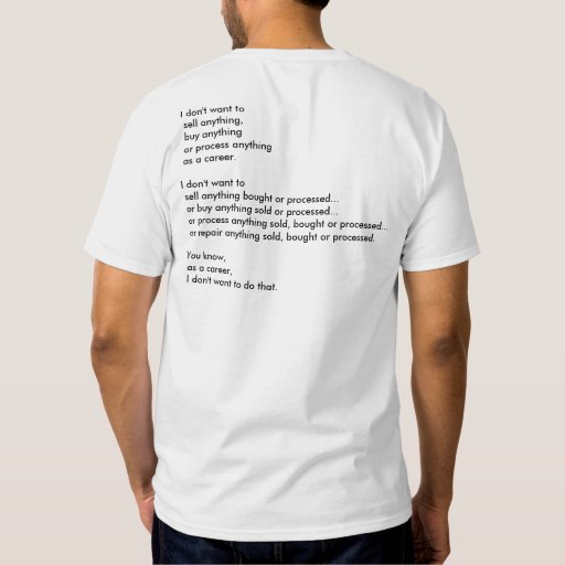 I don't want to sell anything, buy anything or tshirt