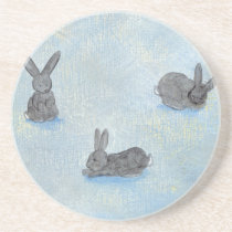 I Dream of Rabbits fun unique modern art painting coasters