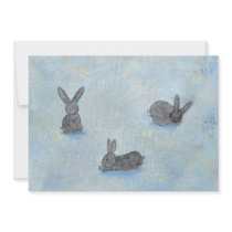 I Dream of Rabbits fun unique modern art painting invitations
