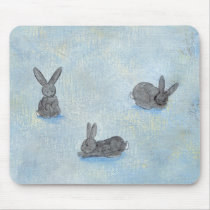 I Dream of Rabbits fun unique modern art painting mousepads