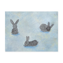 I Dream of Rabbits fun unique modern art painting postcards