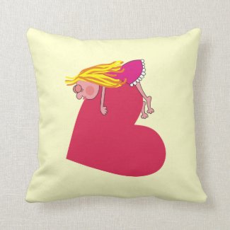 I Dream of You Girl Sleepy on Heart Pillow