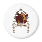 round_magnet - Show everyone that you are happy that you eat meat with this I eat meat design.  The hidden message of Eat Me is what all cows say to us when BBQ season comes around.  MMM...Steaks....: Sizes 