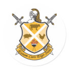round_sticker - Essum Caro Ergo Sum roughly translates into I Eat Meat There For I Am.   This Latin injected coat of arm is perfect for the Meatatarian: Sizes 