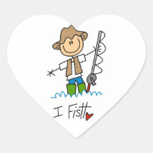I Fish Heart Stickers