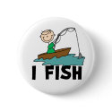 I Fish Stick Figure Button