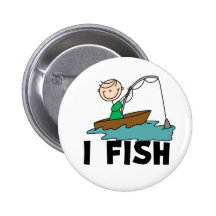 I Fish Stick Figure Button