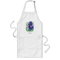 I for Iris Flower Monogram aprons