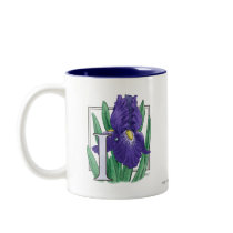 I for Iris Flower Monogram mugs