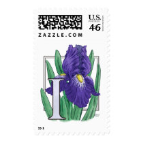 I for Iris Flower Monogram stamps