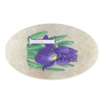 I for Irises Flower Monogram stickers