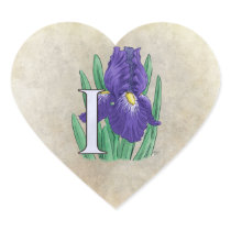 I for Irises Flower Monogram stickers