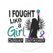 I Fought Like A Girl 26S Thyroid Cancer Survivor Round Sticker