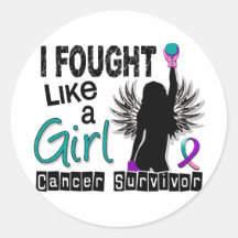 I Fought Like A Girl 26S Thyroid Cancer Survivor Round Sticker