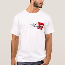 text, lettering, attitude, hip, pop, urban, trendy, swirly, destroyed, grunge, stamped, apparel, Shirt with custom graphic design