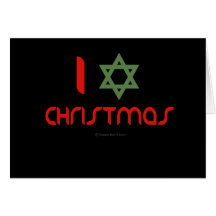 I Hanukkah Christmas green Greeting Cards