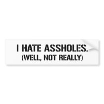 I HATE ASSHOLES. WELL, NOT REALLY BUMPER STICKER