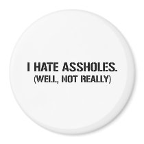 I HATE ASSHOLES. WELL, NOT REALLY FRIDGE MAGNET