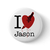 I Hate Jason Spoof I Love buttons by inquester I Hate Jason Spoof I Love buttons