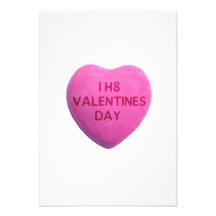 I Hate Valentines Day Pink Candy Heart Invitations
