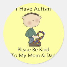 I Have Autism (boy) Round Stickers