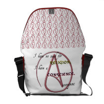 I Have No Need for Religion with Atheist Symbol Courier Bag
