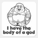 I Have The Body Of A god Square Stickers