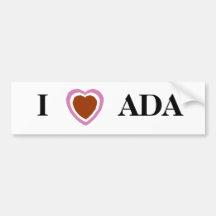 I Heart Ada Bumper Sticker (Double Heart)