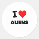 I Heart Aliens Round Sticker